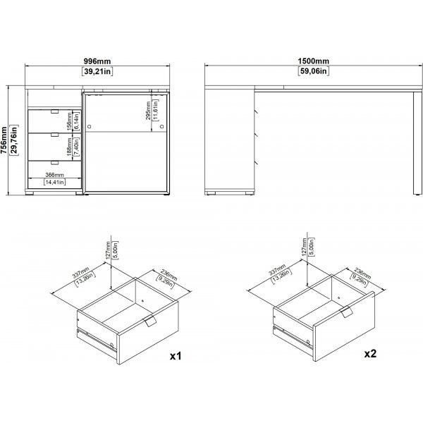 Kylttikulmapöytä - valkoinen/hikkori Kylttikulmapöytä - valkoinen/hikkori