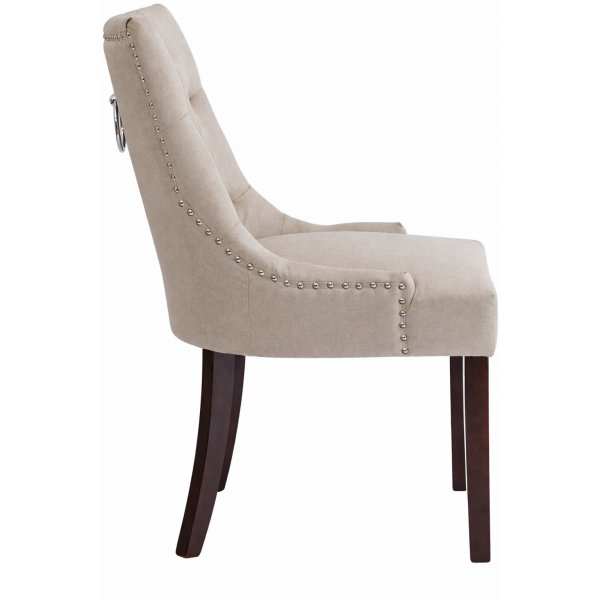 Tuva New Port -tuoli kahvalla - Beige pellava + Huonekalujen puhdistus