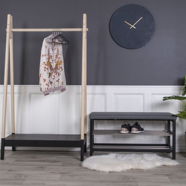 Padova penkki hyllyll - harmaa/musta