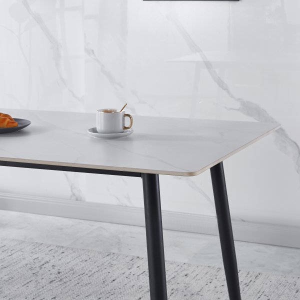 Inez-ruokapöytä keraamisella valkoisella mattamarmorilla - 140x80 cm Inez-ruokapöytä keraamisella valkoisella mattamarmorilla - 140x80 cm