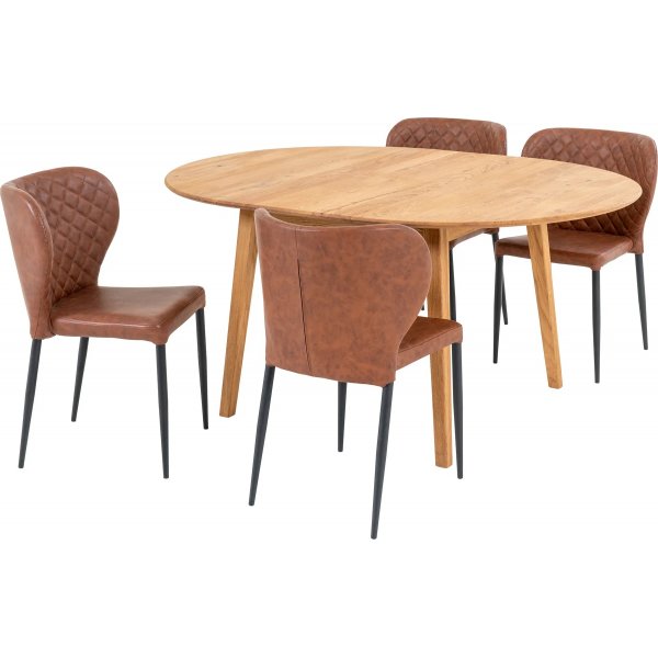 Metzin ruokailuryhmä - Luonnollinen/ruskea + 4.00 x Tuolin tyyny Metzin ruokailuryhmä - Luonnollinen/ruskea + 4.00 x Tuolin tyyny