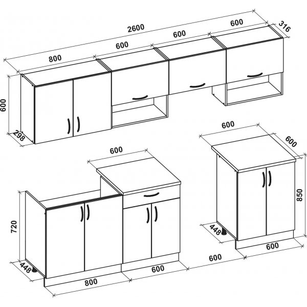 Viola t�ydellinen keitti� 260 cm - Vanilja/sonoma tammi/beige