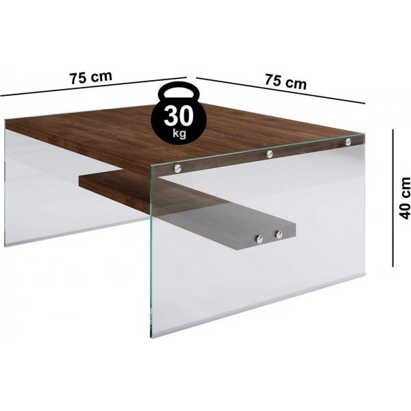 Saba sohvapöytä 75 x 75 cm - Pähkinä Saba sohvapöytä 75 x 75 cm - Pähkinä