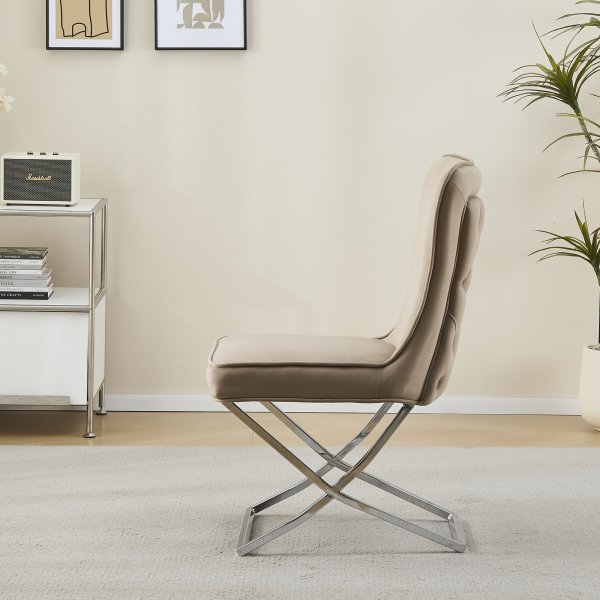 Tuoli kromijaloilla - beige sametti - Luxury