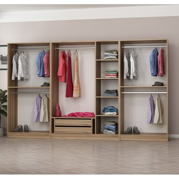 Cavolo vaatekaappi 315x52x210 cm, variantti A - ruskea Cavolo vaatekaappi 315x52x210 cm, variantti A - ruskea