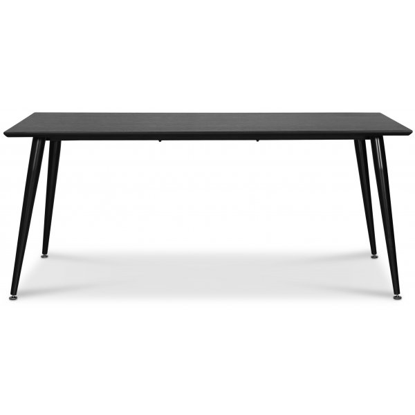 Kasta elintarvikkeiden ryhmä; ruokapöytä 180x90 cm ja 6 mustaa Orust-keppituolia Kasta elintarvikkeiden ryhmä; ruokapöytä 180x90 cm ja 6 mustaa Orust-keppituolia