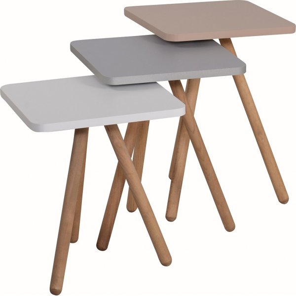 Kolminkertainen settipöytä 34 x 34 cm - Valkoinen/cappuccino/harmaa Kolminkertainen settipöytä 34 x 34 cm - Valkoinen/cappuccino/harmaa