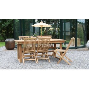 Saltö ulkoruokailuryhmä ruokapöytä 180x100 cm ja 6 Saltö ruokapöydän tuolia - Teak Saltö ulkoruokailuryhmä ruokapöytä 180x100 cm ja 6 Saltö ruokapöydän tuolia - Teak