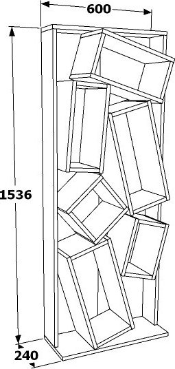 Dist kirjahylly - musta/tammi