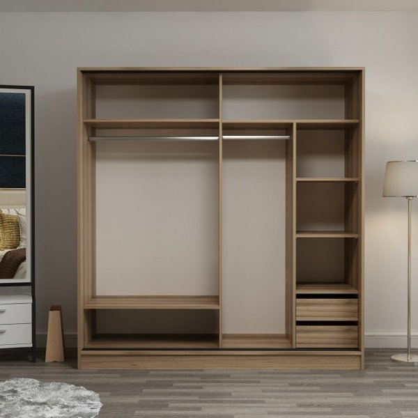 Kapusta vaatekaappi 220x52x210 cm, variantti A - Ruskea/valkoinen