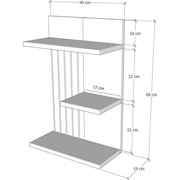 Kinik seinähylly - antrasiitti Kinik seinähylly - antrasiitti