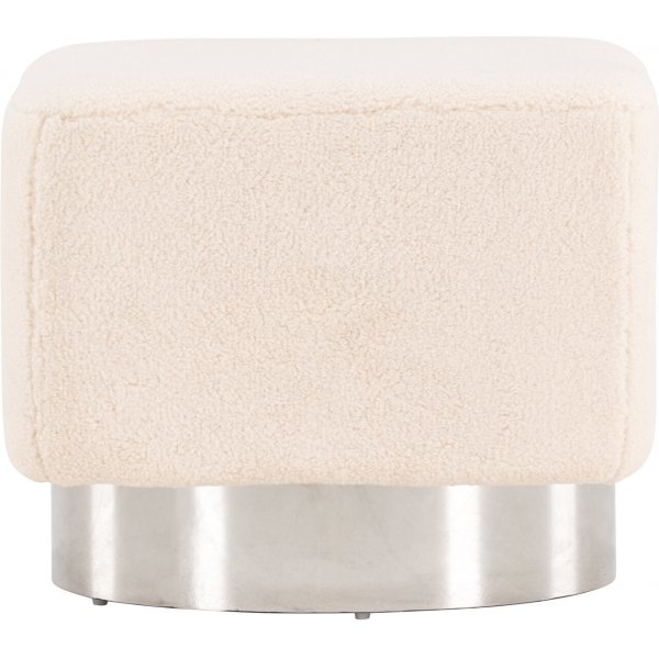 Newton-pouf - luonnonvalkoinen/hopea