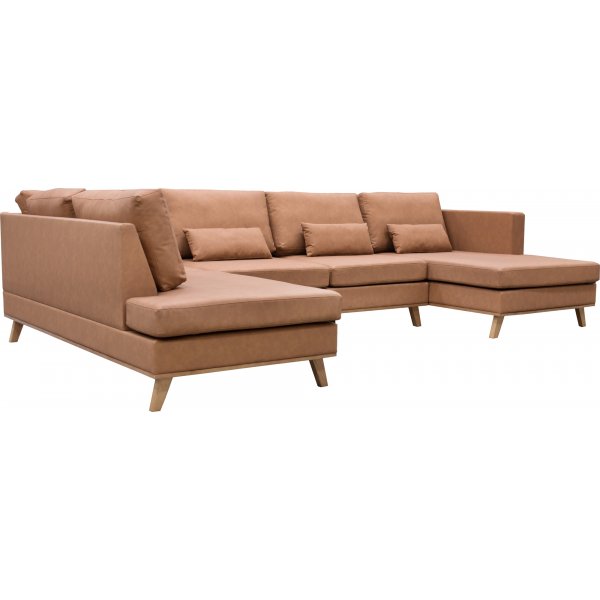 Ranger U-sohva, vasen avoin pty - Konjakinvrinen nahka