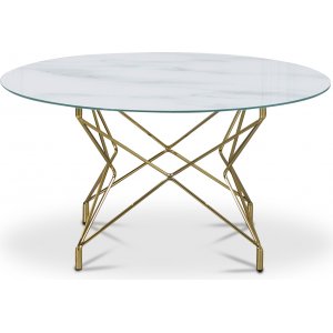 Star-sohvapöytä 90 cm - Valkoinen marmoroitu lasi / messinkivärinen runko Star-sohvapöytä 90 cm - Valkoinen marmoroitu lasi / messinkivärinen runko