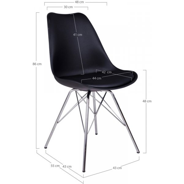 Oslon ruokapydn tuoli - musta/kromi