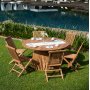 Saltö ulkoruokailuryhmä noin Ø150 cm pöytä ja 6 ruokatuolia - Teak Saltö ulkoruokailuryhmä noin Ø150 cm pöytä ja 6 ruokatuolia - Teak