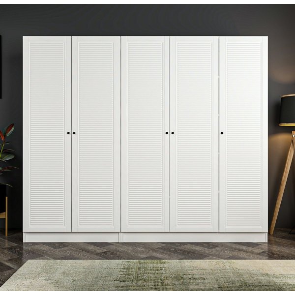 Larett vaatekaappi 225x52x190 cm - Valkoinen Larett vaatekaappi 225x52x190 cm - Valkoinen