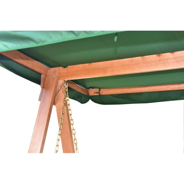 Kokoontaitettava puinen riippumatto vihre�ll� katolla