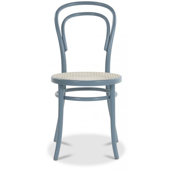 Taivutettu puutuoli No14 Classic - Pastellinsininen / Rottinki