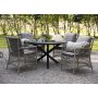 Provence ulkoiluryhm: Scottsdale pyre musta ruokapyt  112 cm sislten 4 Provence nojatuolia harmaata keinorottinki