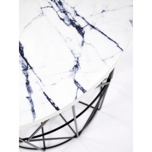 Harissa sohvapöytä Ø42 cm - Valkoinen marmori/musta Harissa sohvapöytä Ø42 cm - Valkoinen marmori/musta