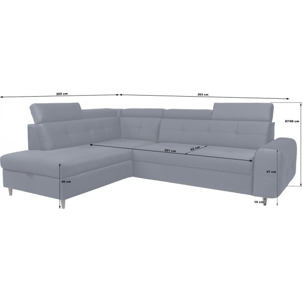 Matras kulmasohva, avoin p�� vasen - musta