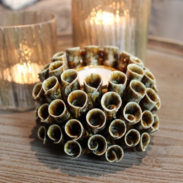 Shelly kynttillyhty 12 x 12 x 7 cm - ruskea