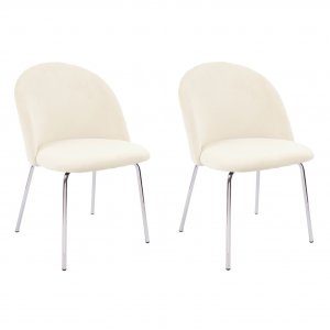 Plaza velvet -tuoli - Beige / Kromi + Huonekalujen jalat Plaza velvet -tuoli - Beige / Kromi + Huonekalujen jalat