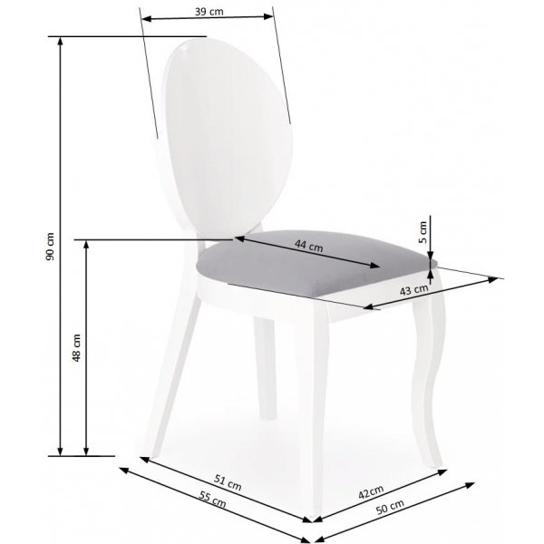 Cristel-tuoli - valkoinen (korkeakiiltävä) / harmaa (kangas) Cristel-tuoli - valkoinen (korkeakiiltävä) / harmaa (kangas)