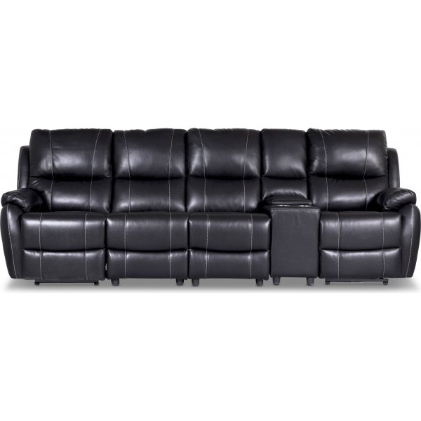Recliner-sohva Enjoy Chicago - Neljn istuttava (shk), mustaa keinonahkaa (malli H)