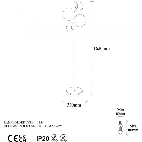 Viiloitettu lattiavalaisin 10523 - Antiikki/valkoinen Viiloitettu lattiavalaisin 10523 - Antiikki/valkoinen
