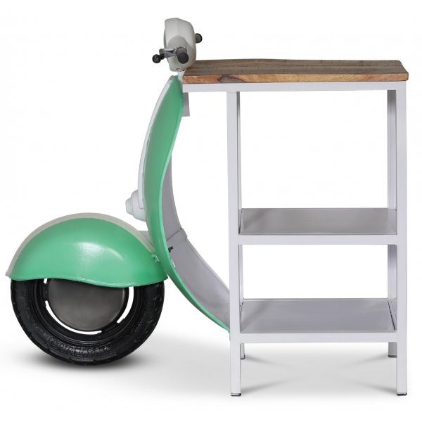 Vintage Vespa baaritiski/ypyt 104 x 44 cm - Valkoinen/vihre
