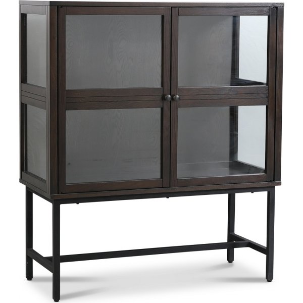 Lamier-vitriinikaappi highboard - Ruskeapetsattu tammi + Huonekalujen jalat Lamier-vitriinikaappi highboard - Ruskeapetsattu tammi + Huonekalujen jalat