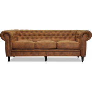 Kolmen istuttava Ashford chesterfield - Konjakki eco-nahka Kolmen istuttava Ashford chesterfield - Konjakki eco-nahka