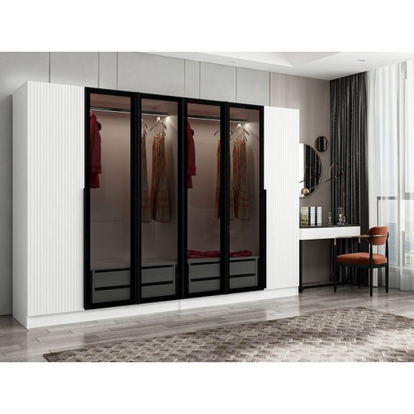 Cikani vaatekaappi peiliovilla 225x52x210 cm - Valkoinen