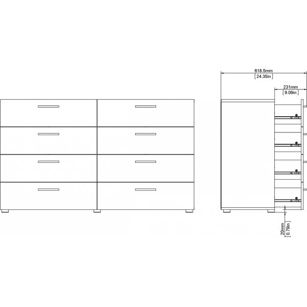 Lipasto phkinpuusta, 8 laatikkoa, leveys 140 cm + Huonekalujen tekstiilien puhdistus