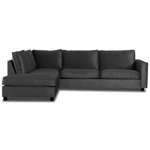 Lounge-sohva Brandy XL avoimella pdyll, vasen - Tummanharmaa (sametti)