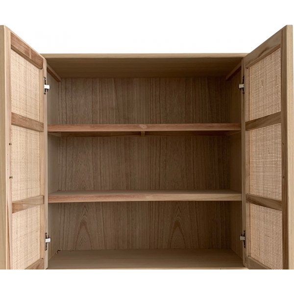 Käsintehty kaappi puusta ja luonnonrottingista - React + Huonekalujen jalat Käsintehty kaappi puusta ja luonnonrottingista - React + Huonekalujen jalat