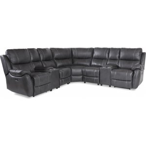 Recliner-kulmasohva Enjoy - Viiden istuttava (sähköinen) harmaalla keinonahkalla Recliner-kulmasohva Enjoy - Viiden istuttava (sähköinen) harmaalla keinonahkalla