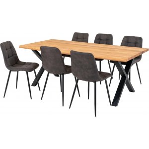 Toulon ruokailuryhmä 6 harmaalla Middelfart-tuolilla + 4.00 x Huonekalujen jalat Toulon ruokailuryhmä 6 harmaalla Middelfart-tuolilla + 4.00 x Huonekalujen jalat