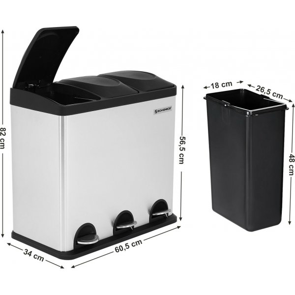 Luan roskakori 54 l - Hopea/musta