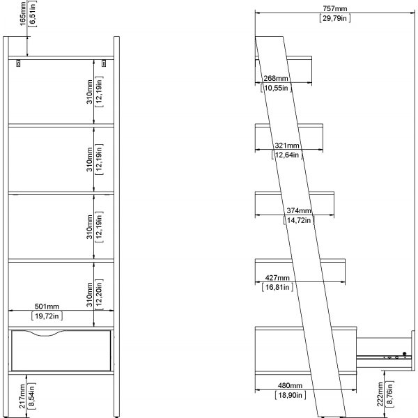 Oslo-askelhylly - Valkoinen/tammi Oslo-askelhylly - Valkoinen/tammi
