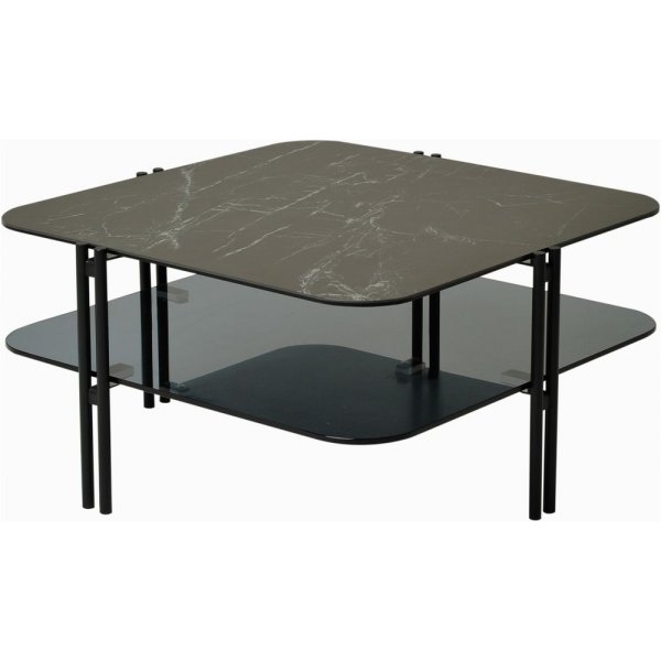 Hayes sohvapyt 80 x 80 cm - Musta keramiikka/lasi