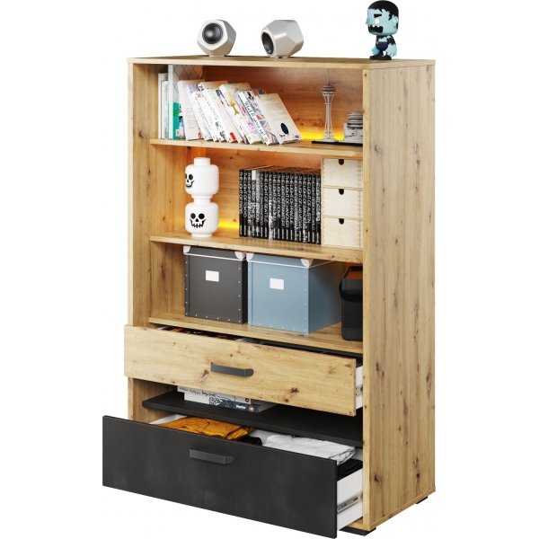 Qubic kirjahylly - Artisan tammi/harmaa/musta Qubic kirjahylly - Artisan tammi/harmaa/musta