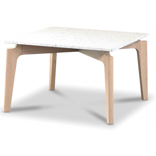 Terrazzo-sohvapyt 75x75 cm - Bianco Terrazzo & white washed oak -runko