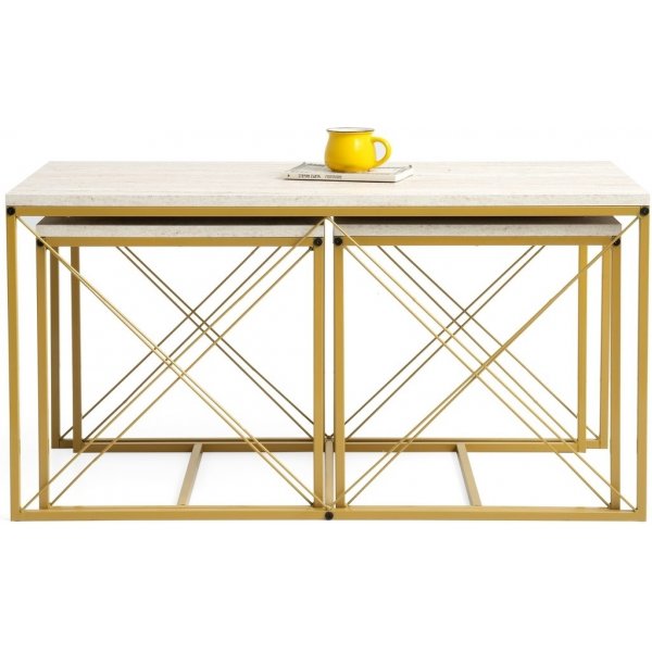 Defne-pöytäsetti, 3 osaa - Kulta/marmori Defne-pöytäsetti, 3 osaa - Kulta/marmori