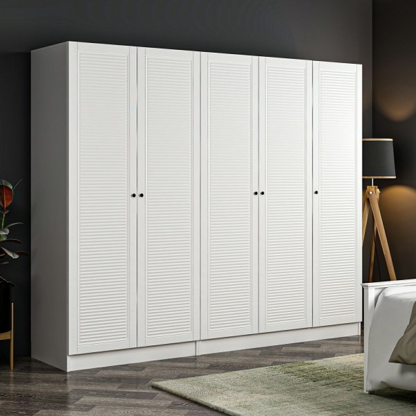 Larett vaatekaappi 225x52x190 cm - Valkoinen Larett vaatekaappi 225x52x190 cm - Valkoinen