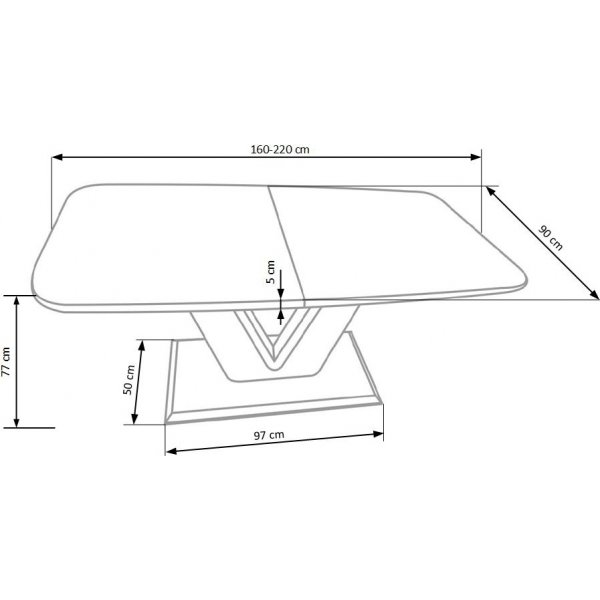Annelise-ruokapyt 160-220 cm - Kiiltv valkoinen