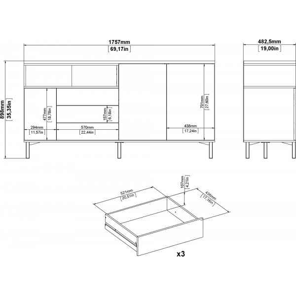 Roomers senkki - Valkoinen/tammi Roomers senkki - Valkoinen/tammi