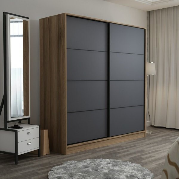 Kapusta vaatekaappi 220x52x210 cm, variantti A - Ruskea/antrasiitti Kapusta vaatekaappi 220x52x210 cm, variantti A - Ruskea/antrasiitti